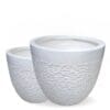 White Striped Fiber clay Planter - Image 2