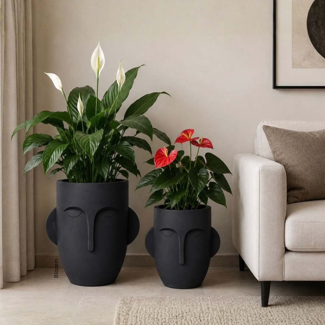 Tall Black Face Fiber Pot - Image 3