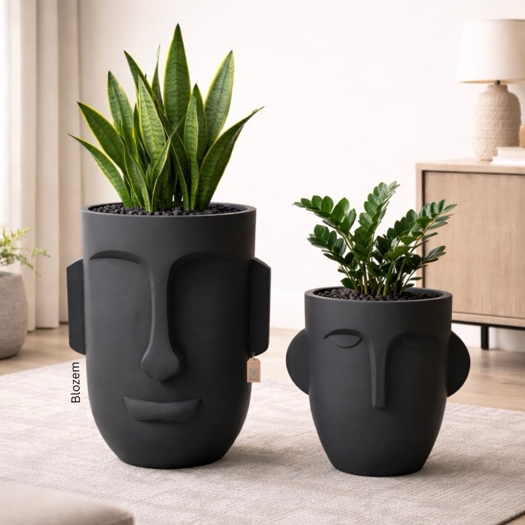 Tall Black Face Fiber Pot - Image 4