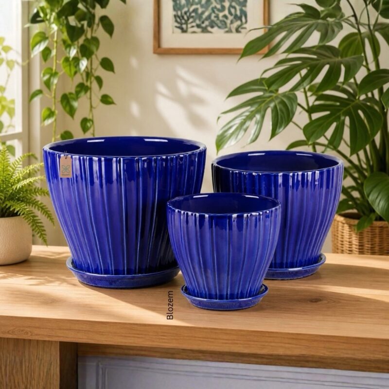 Table Top Blue Ceramic Pot