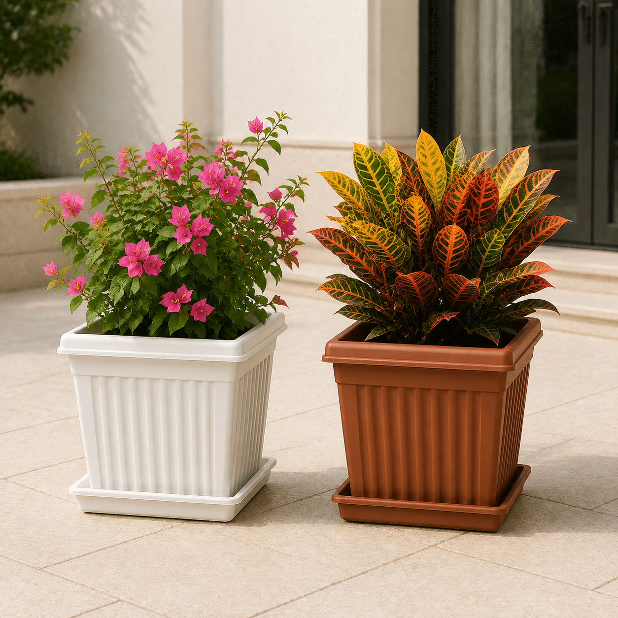 Cosmoplast Plastic Square Planter With Tray - Image 3