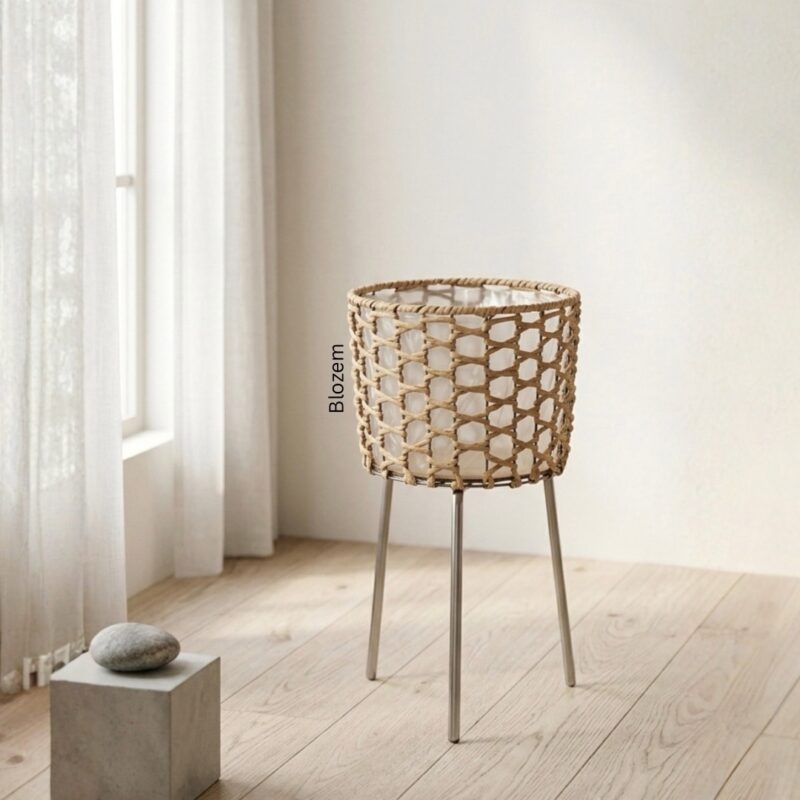 Woven Basket Planter with Stand