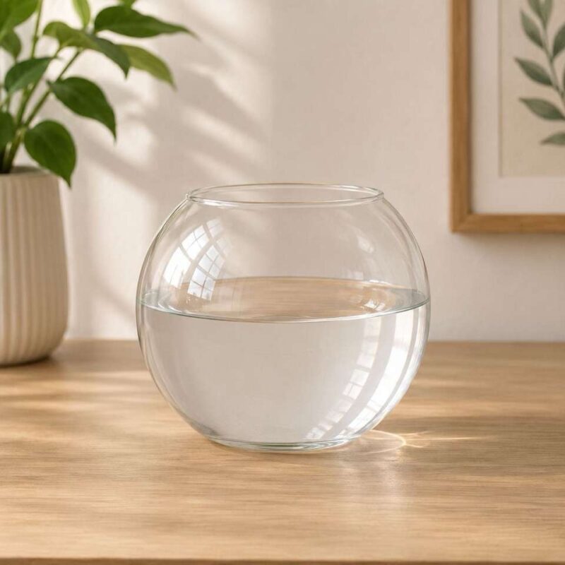 Clear Glass Bubble Bowl Vase-Large