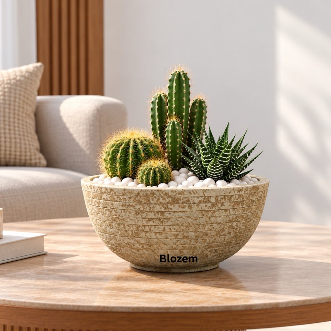 Potted Mixed Cactus Arrangement With Fiber Pot - Image 2