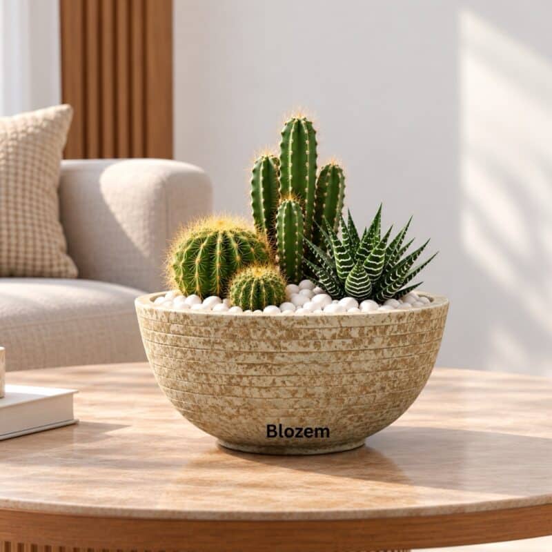Potted Mixed Cactus Arrangement With Fiber Pot